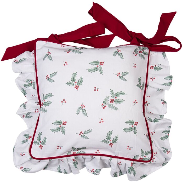 Clayre en Eef hch25 Kussenhoes Zitkussen Wit, Rood 40x40 cm