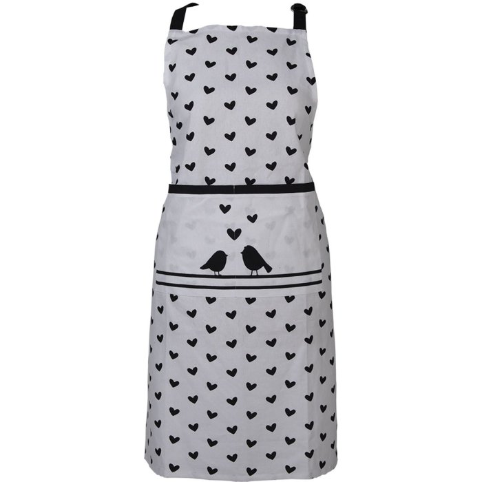 Clayre en Eef lbs41 Kookschort Wit, Zwart 70x85 cm