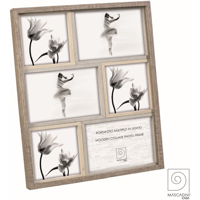 Mascagni A1235 Collagelijst hout voor 3 fotos 10x10 en 3 fotos 10x15 (27x32 cm)