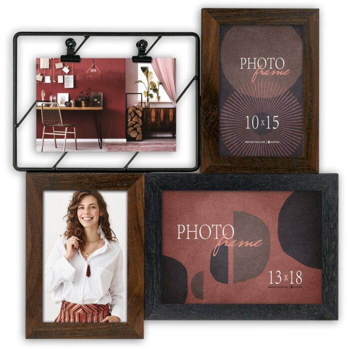 ZEP Fotogalerij Ercolano 5 fotos 35x36 cm metaal-houten lijst met clips