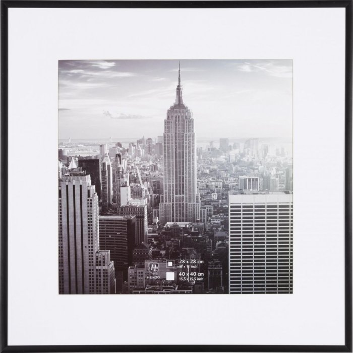 Henzo Aluminium Lijst Manhattan zwart 40x40 cm met Passepartout 30x30 cm