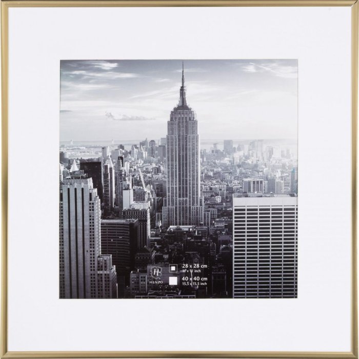 Henzo aluminium lijst Manhattan goud 40x40 cm met passepartout 30x30 cm