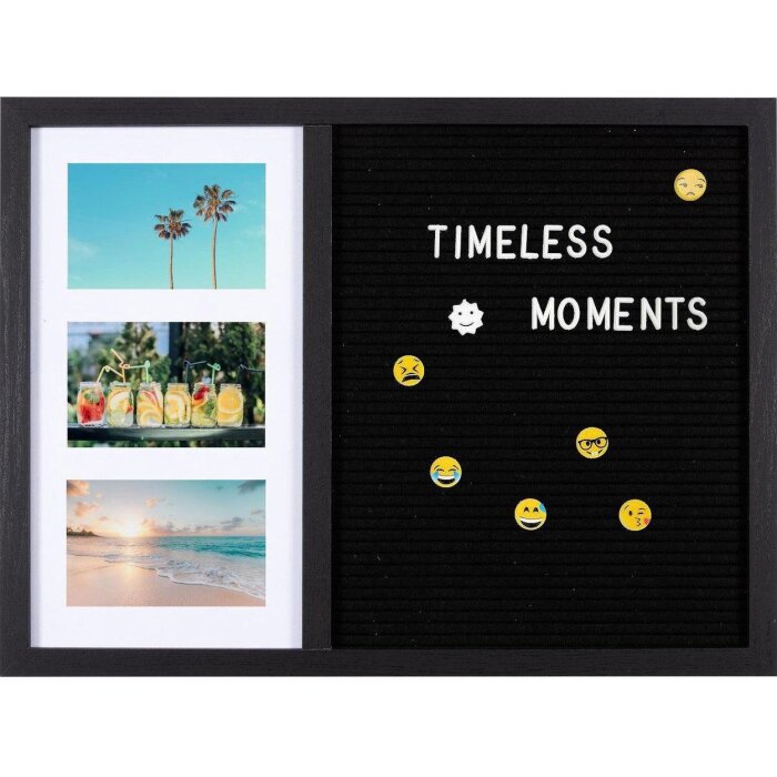 Henzo brievenbord 37,5 x 52,5 cm zwart met fotohouders