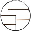 Henzo wandplank 50x50x10 cm rond metaal hout look eenvoudige montage