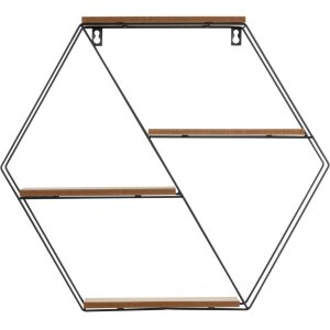 Henzo Wandplank 44,5x50x10 cm Zwart Bruin Metaal Hout Modern