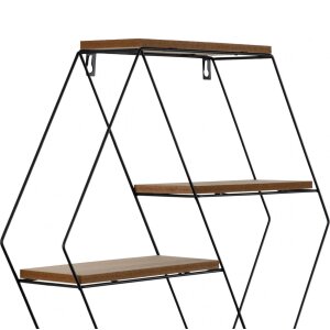 Henzo Wandplank 44,5x50x10 cm Zwart Bruin Metaal Hout Modern
