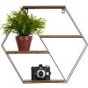 Henzo Wandplank 44,5x50x10 cm Zwart Bruin Metaal Hout Modern
