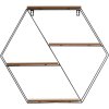 Henzo Wandplank 44,5x50x10 cm Zwart Bruin Metaal Hout Modern