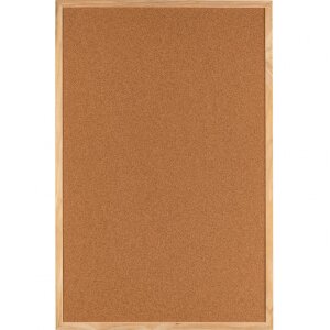 Henzo prikbord natuurkurk houten lijst 60x90 cm voor kantoor keuken klaslokaal