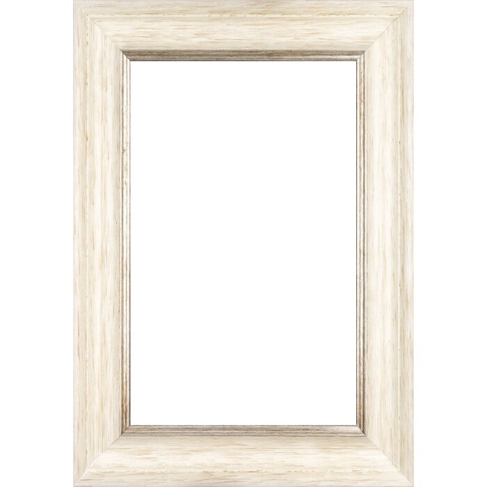 Walther Houten Lijst Vigo 30x30 cm wit  met zilveren rand Anti-reflecterend glas