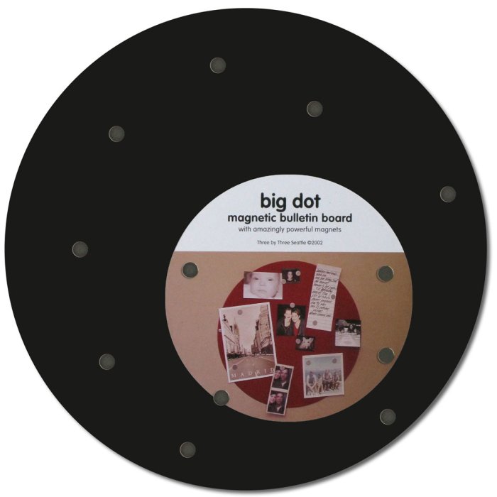 30 cm rond magneetbord in zwart met grote stip