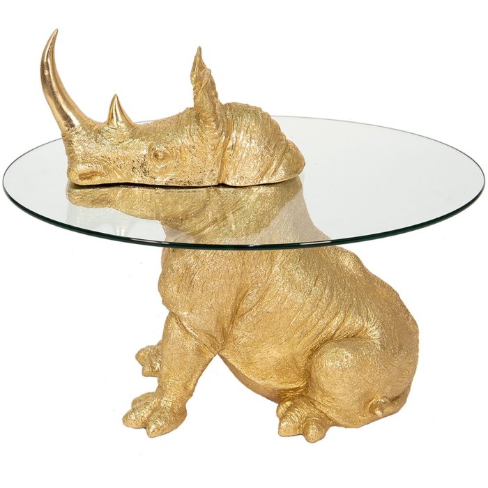 Clayre en Eef 50648 Bijzettafel Rhino Goudkleurig ø 65x55 cm