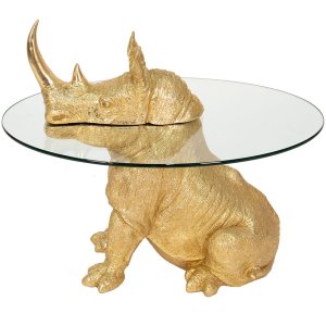 Clayre en Eef 50648 Bijzettafel Rhino Goudkleurig ø 65x55 cm