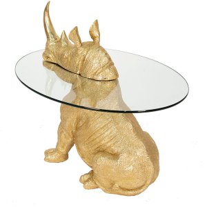 Clayre en Eef 50648 Bijzettafel Rhino Goudkleurig ø 65x55 cm
