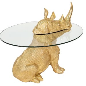 Clayre en Eef 50648 Bijzettafel Rhino Goudkleurig ø 65x55 cm