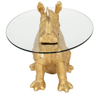Clayre en Eef 50648 Bijzettafel Rhino Goudkleurig ø 65x55 cm