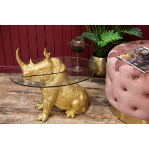 Clayre en Eef 50648 Bijzettafel Rhino Goudkleurig ø 65x55 cm