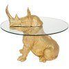 Clayre en Eef 50648 Bijzettafel Rhino Goudkleurig ø 65x55 cm