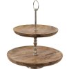Clayre en Eef 6h2164 Etagere 2 traps Wit, Bruin ø 35x40 cm