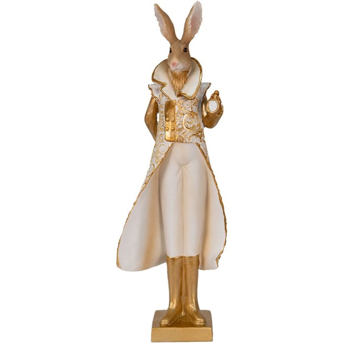 Clayre en Eef 6pr3602 Deco Konijn Goudkleurig, Wit 11x8x33 cm