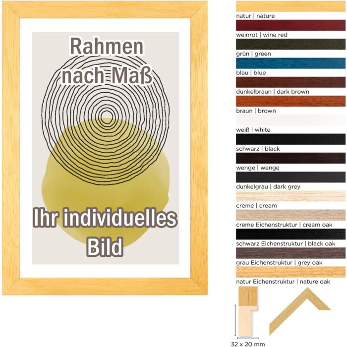 Walther Houten Lijst Madrid 2 glassoorten en speciale formaten Hoog blokprofiel