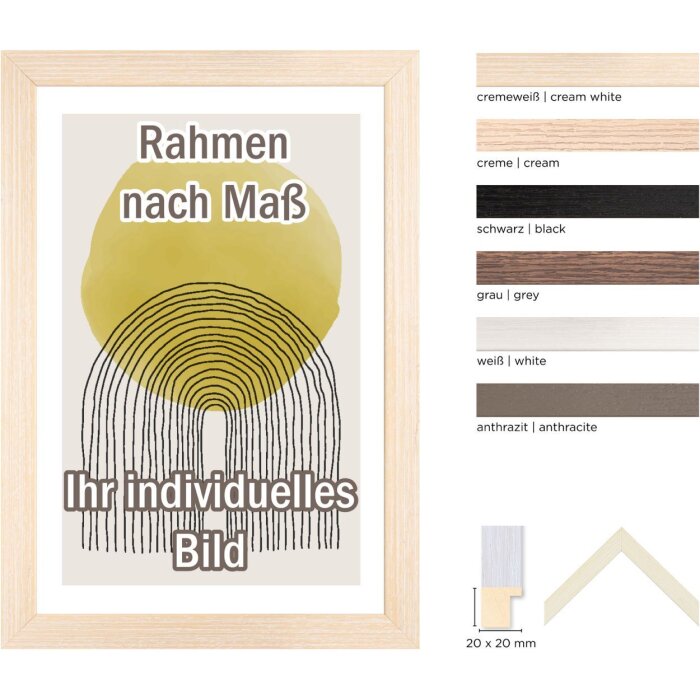 Walther houten lijst Malaga 2 glassoorten en speciale formaten