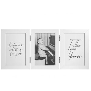 Henzo Houten Dubbele Lijst Piano 3 Fotos 10x15 cm Wit
