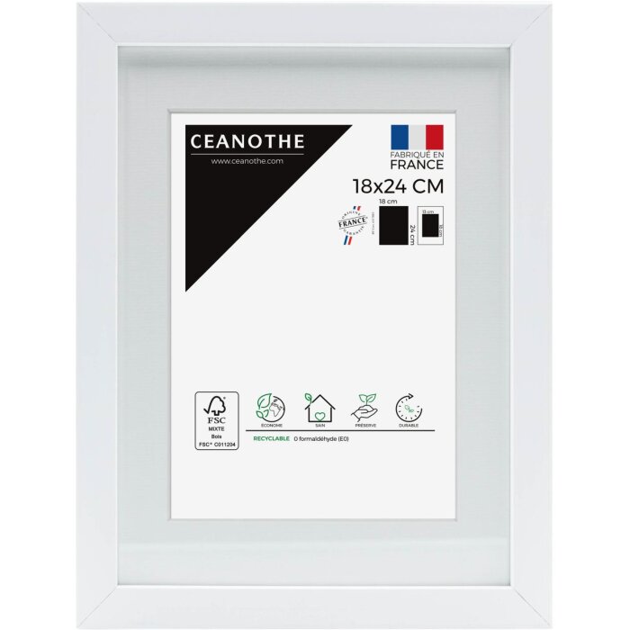 Ceanothe Fotolijst Milaan wit 13x18 cm met Passepartout 10x15 cm
