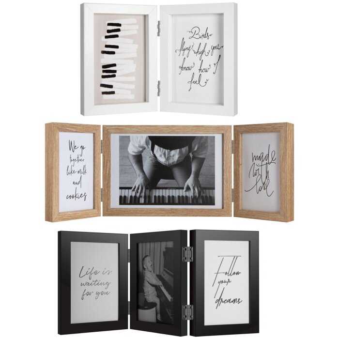Henzo Houten dubbele lijst Piano 2 tot 3 fotos 10x15 cm en 13x18 cm