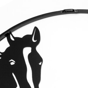 ZEP metalen wanddecoratie HORSES 60 cm rond zwart