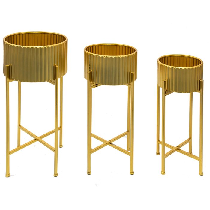 Clayre & Eef 5Y1070 Plantenhouder staand 3 stuks Ø 38x69-Ø 33x63-Ø 28x58 cm