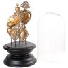 Clayre & Eef 65175 Glazen stolp met decoratie Ø 19x39 cm Goudkleurig - Zwart