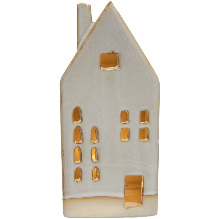 Clayre & Eef 6CE1504 Decoratiehuisje met LED 8x5x18 cm Beige