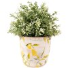 Clayre & Eef 6CE1529S Decoratie bloempot Ø 14x14 cm Geel
