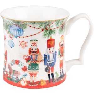 Clayre & Eef 6CEMU0131 Mok 13x9x9 cm - 414 ml Wit - Rood