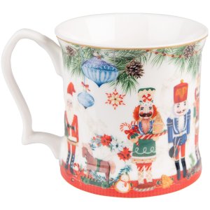 Clayre & Eef 6CEMU0131 Mok 13x9x9 cm - 414 ml Wit - Rood