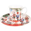 Clayre & Eef 6CEMU0131 Mok 13x9x9 cm - 414 ml Wit - Rood