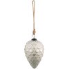 Clayre & Eef 6GL3876 Kerstbal Ø 10x16 cm Zilverkleurig - Wit
