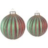 Clayre & Eef 6GL4115 Kerstbal Ø 10x10 - Ø 8x8 cm (Set van 2) Rood - Groen