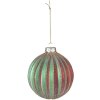 Clayre & Eef 6GL4115 Kerstbal Ø 10x10 - Ø 8x8 cm (Set van 2) Rood - Groen