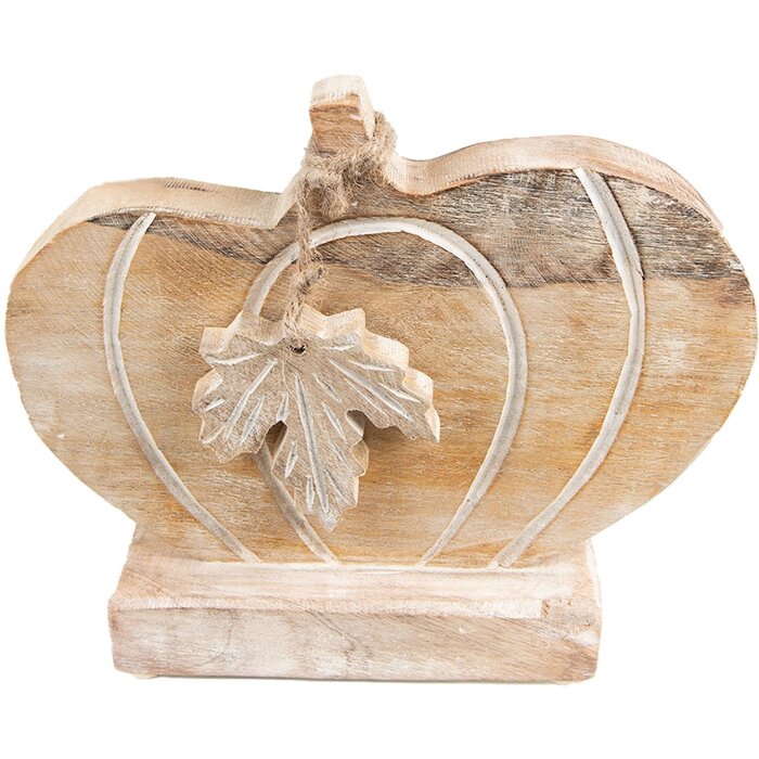 Clayre & Eef 6H2244 Decoratie Pompoen 29x6x22 cm Bruin - Wit