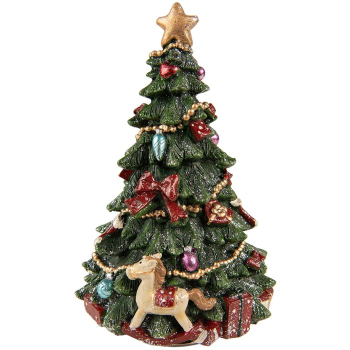 Clayre & Eef 6PR3766 Kerstboom Muziekdoos Ø 12x19 cm Groen