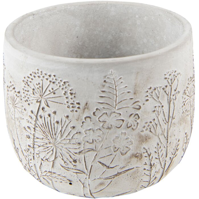 Clayre & Eef 6TE0403S Bloempot Ø 14x11 cm Grijs - Beige