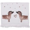Clayre & Eef CTDHL2 Gastendoek Hond 40x66 cm Wit - Bruin