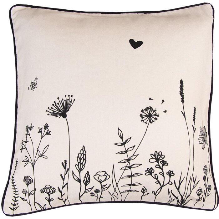 Clayre & Eef FAF21 Kussenhoes 40x40 cm Beige - Zwart
