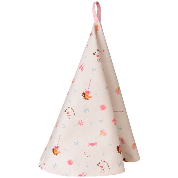 Clayre & Eef PNC48 Keukenhanddoek Ø 80 cm Beige - Roze