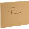 Goudboek gastenboek just the two of us bruin 25x20 cm 100 witte paginas
