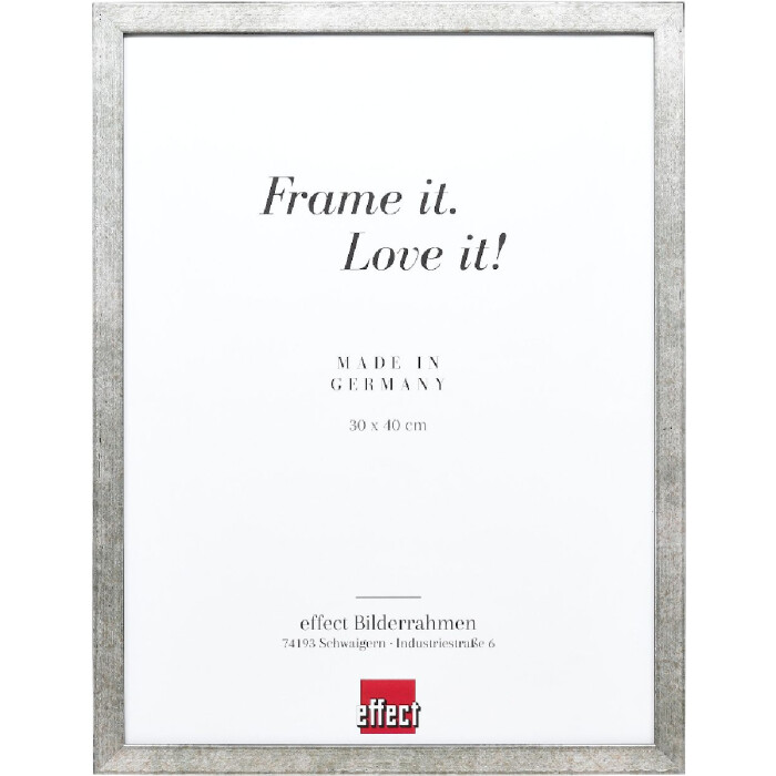 Effect Bilderrahmen Holzrahmen Profil 42 Klarglas silber 30x30 cm