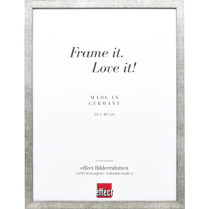 Effect Bilderrahmen Holzrahmen Profil 42 Klarglas silber 70x100 cm