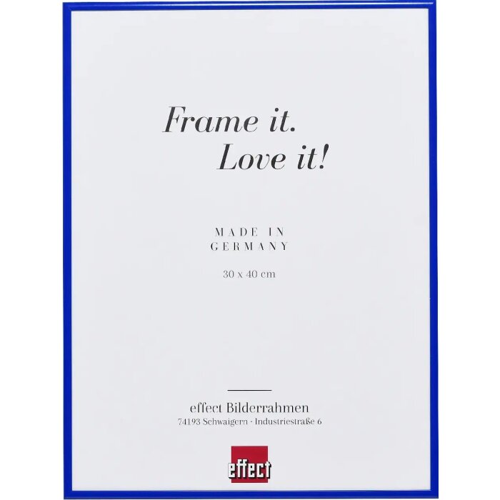 Effect aluminium fotolijst Quadro 30x30 cm blauw ontspiegeld glas MDF achterwand